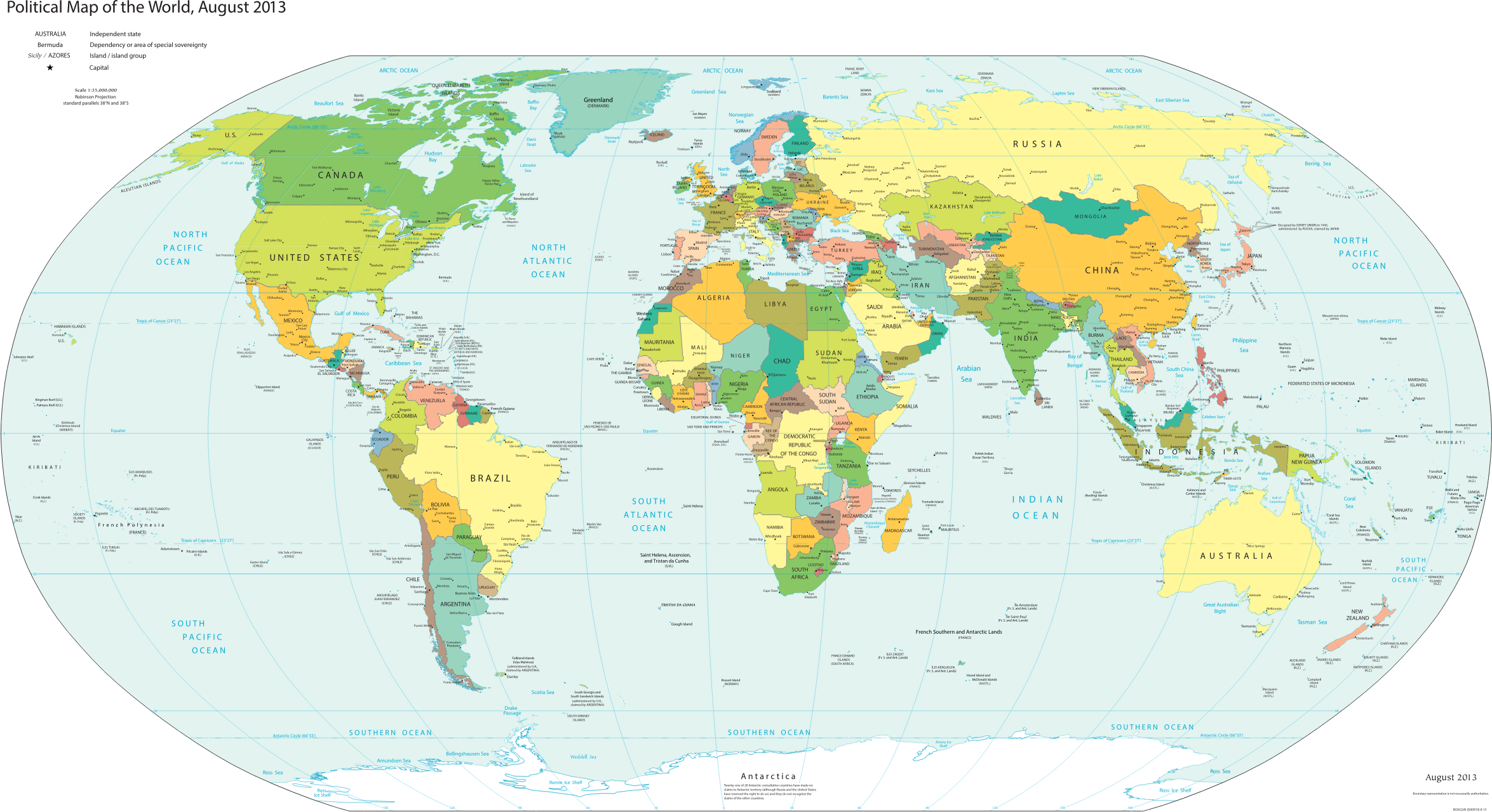 Clipart - CIA World Fact Book Political World Map 2013